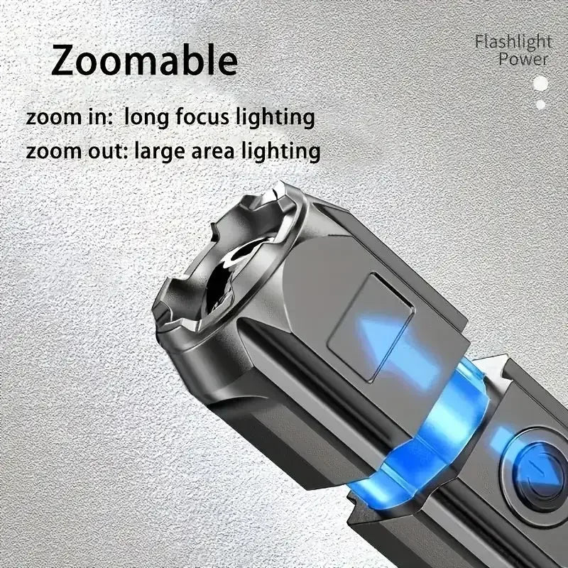 Lampe torche LED rechargeable puissante – USB, zoom, étanche